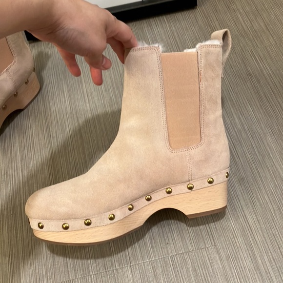 J. Crew Suede Chelsea Clog Boot Faux-Fur lining Bronzed Clay color Size 6.5 - Picture 6 of 11